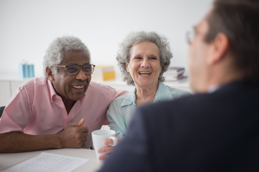 Older couple having a relaxed conversation