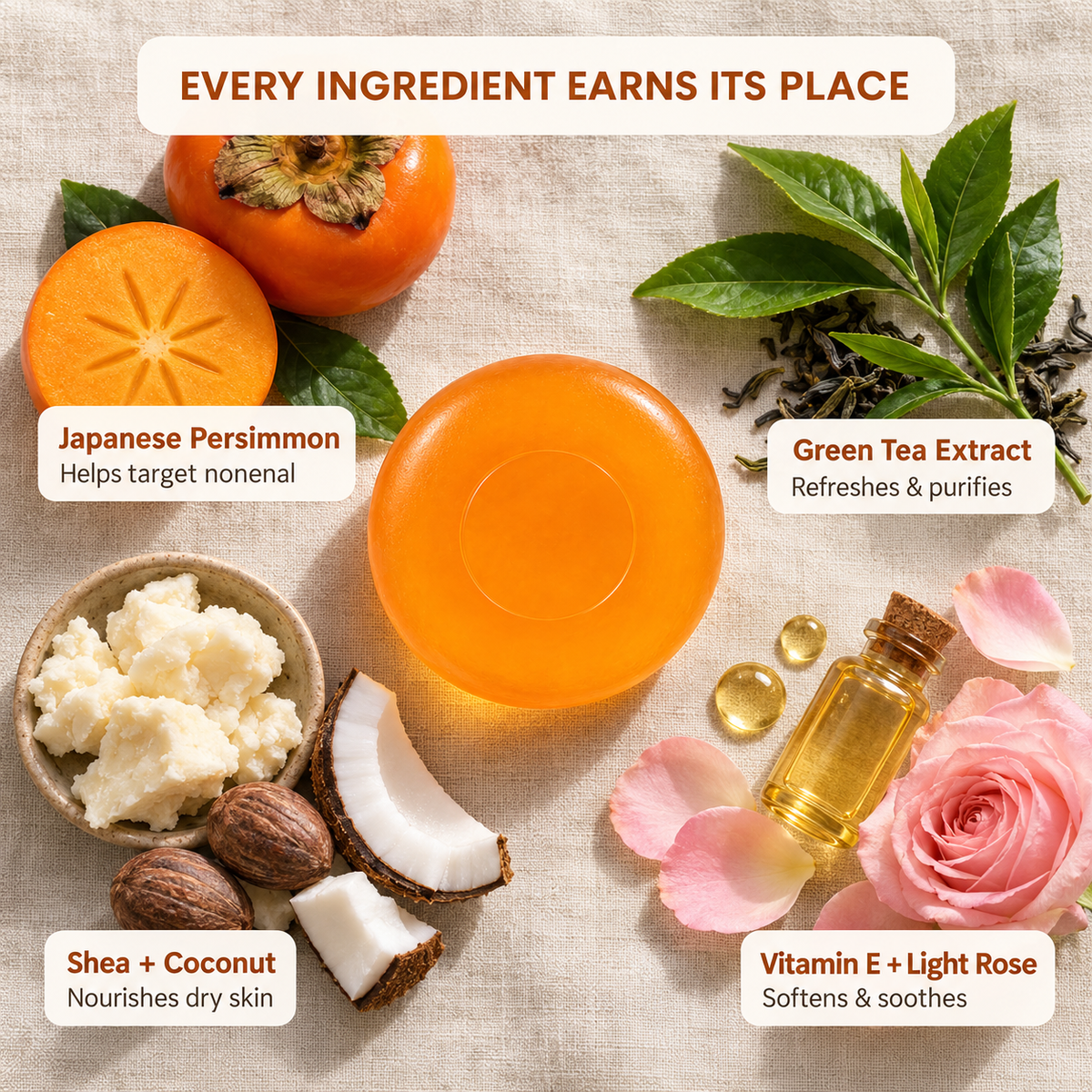 Deodorizing Soap Bar with Persimmon